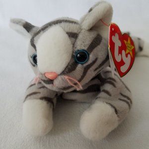 TY Beanie Babies Prance The Gray Tabby Cat #4123 1997, Vtg, Collectible.
